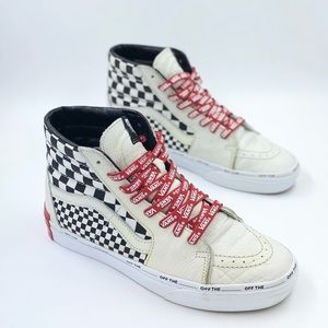 Vans leather checkered white sk8 hi mens size 9